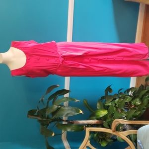 Maggy London Vintage silk hot pink sleeveless dress. Button front  Size 12